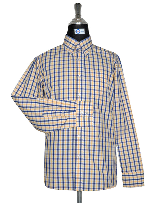 Button Down Shirt -  Yellow and Blue Gingham Check