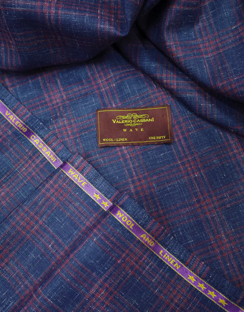 Blue & Burgundy Plaid Check Jacket