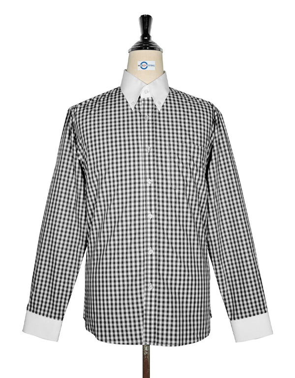 Button Down Shirt -  Black Gingham Check Shirt