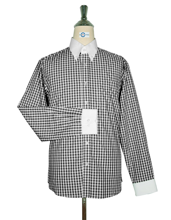 Button Down Shirt -  Black Gingham Check Shirt