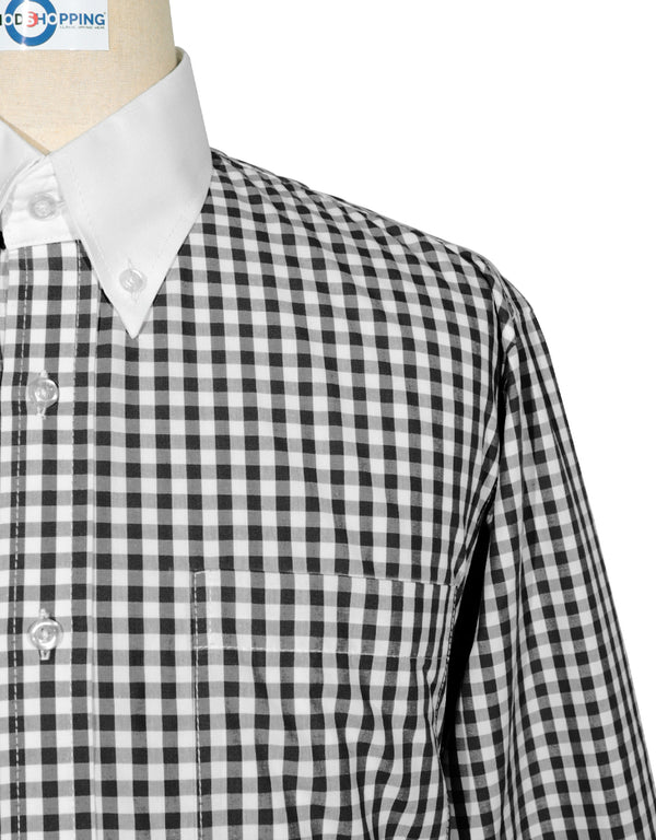 Button Down Shirt -  Black Gingham Check Shirt