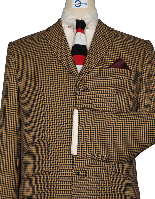 3 Piece Suit - Brown And Black Houndstooth Suit