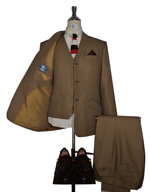 3 Piece Suit - Brown And Black Houndstooth Suit