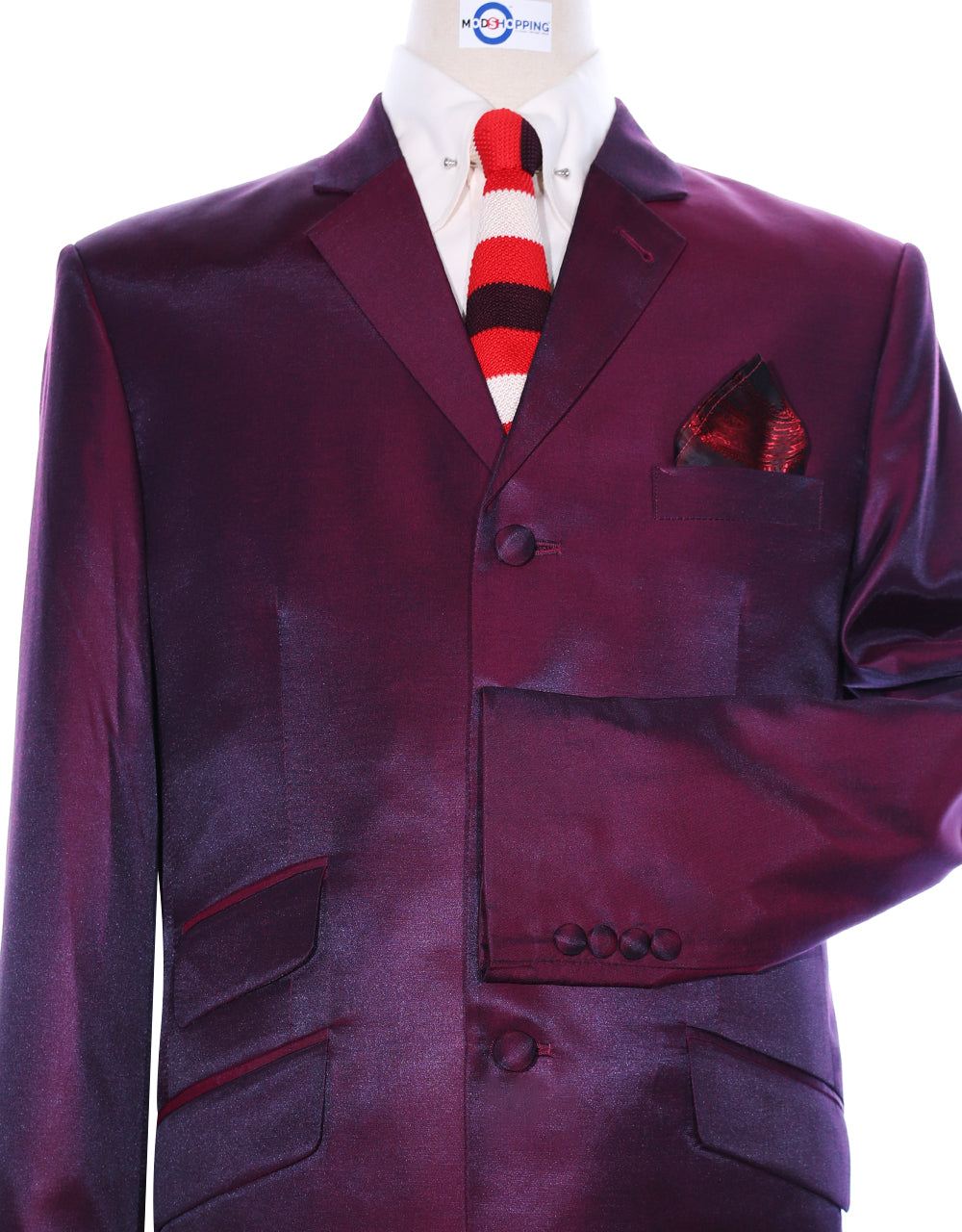 Men’s Mod Fashion Tonic Suit – Burgundy Wine Tailored Fit