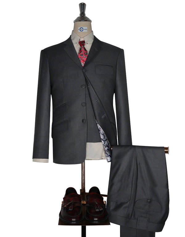 Grey and Black Small Houndstooth 3 Piece Suit