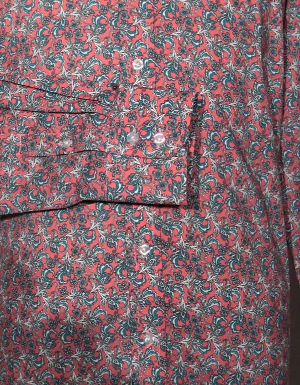 60s Style Red and Peacock Blue Paisley Shirt