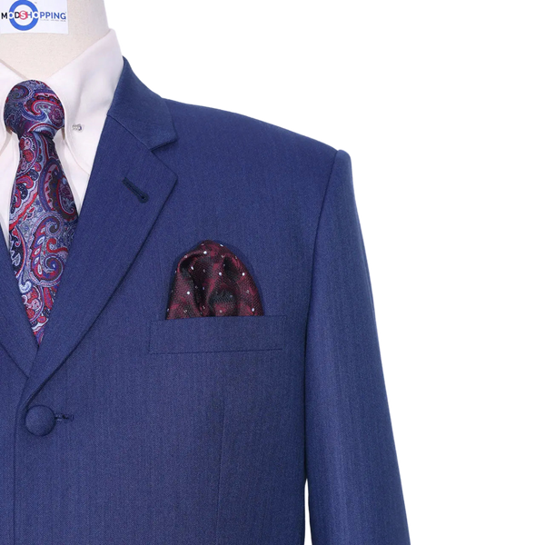 3 Piece Suit - Midnight Blue Herringbone Suit