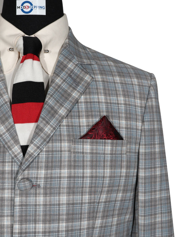 Mod Blazer - Sky Blue and Grey Check Blazer