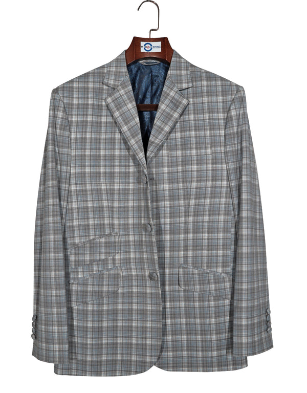 Mod Blazer - Sky Blue and Grey Check Blazer