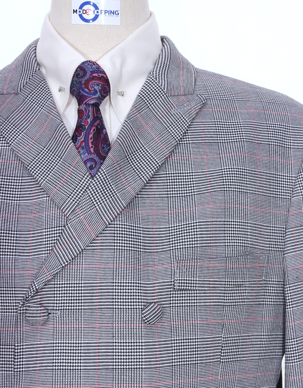 This Jacket Only - Light Grey POW Check Double Breasted Jacket size 40R