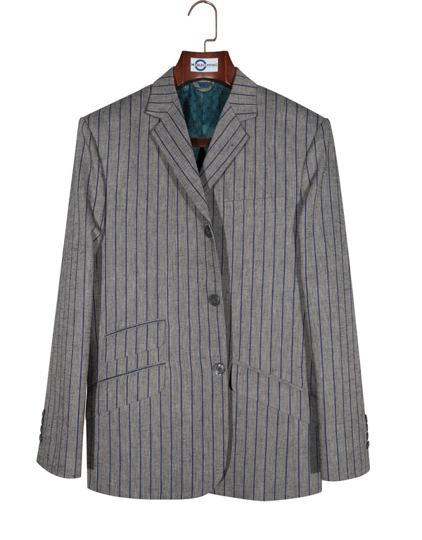 Boating Blazer - Grey and Blue Striped Blazer