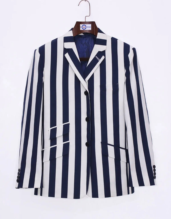 mod retro indie 60s navy blue stripe boating blazer jacket for men Modshopping Clothing