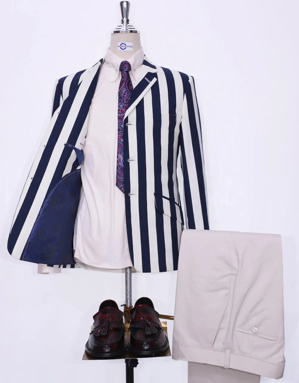 mod retro indie 60s navy blue stripe boating blazer jacket for men Modshopping Clothing
