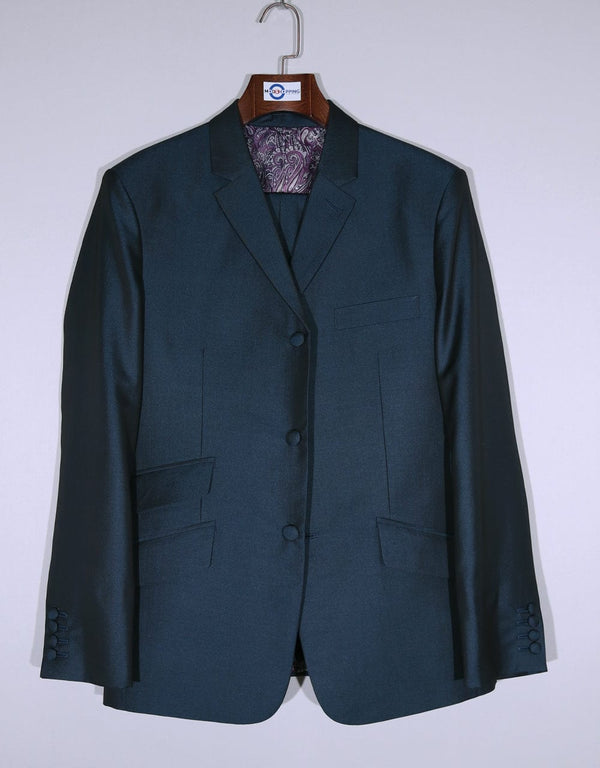 Peacock Blue And Black Two Tone Suit