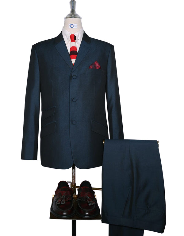 Peacock Blue And Black Two Tone Suit