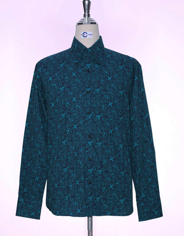 Paisley Shirt | 60s Style Navy Blue Paisley Men Shirt