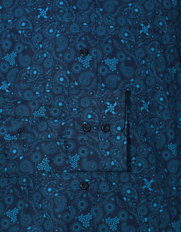 Paisley Shirt | 60s Style Navy Blue Paisley Men Shirt