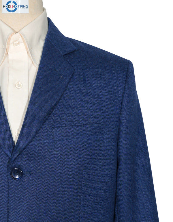 Tweed Jacket | Blue Herringbone Tweed Jacket