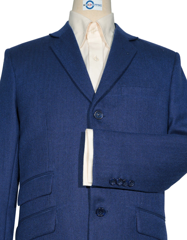 Tweed Jacket | Blue Herringbone Tweed Jacket