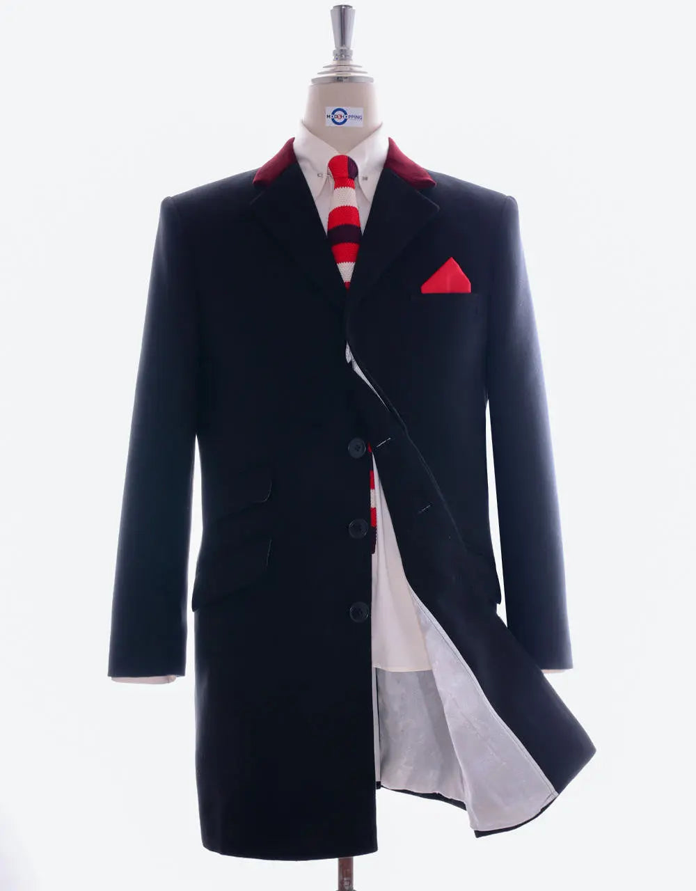 overcoat | retro mod style navy blue long wool coat for men – Mod