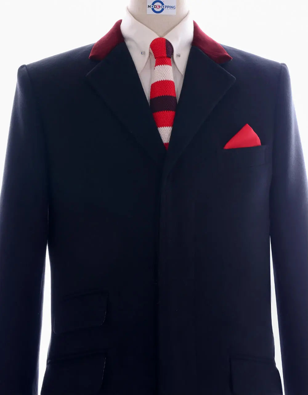 overcoat | retro mod style navy blue long wool coat for men Modshopping Clothing