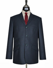 Peacock Blue and Black Large Houndstooth Jacket