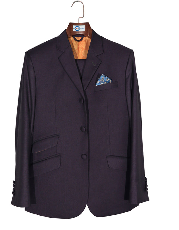 Mod Suit - 60s Vintage Style Dark Purple Suit for Men