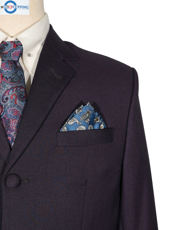 Mod Suit - 60s Vintage Style Dark Purple Suit for Men