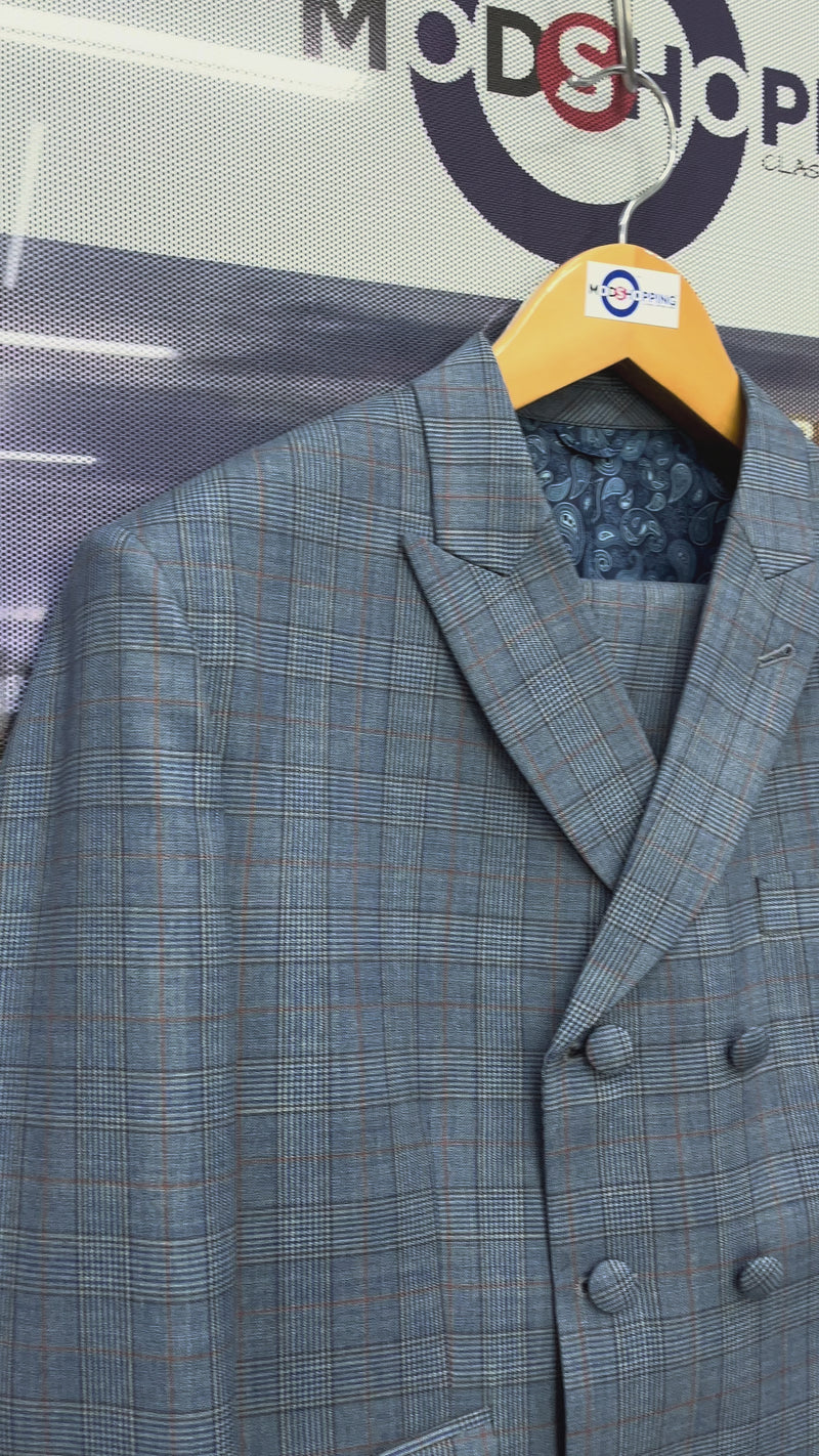 Sky Blue Prince of Wales Cehck Suit