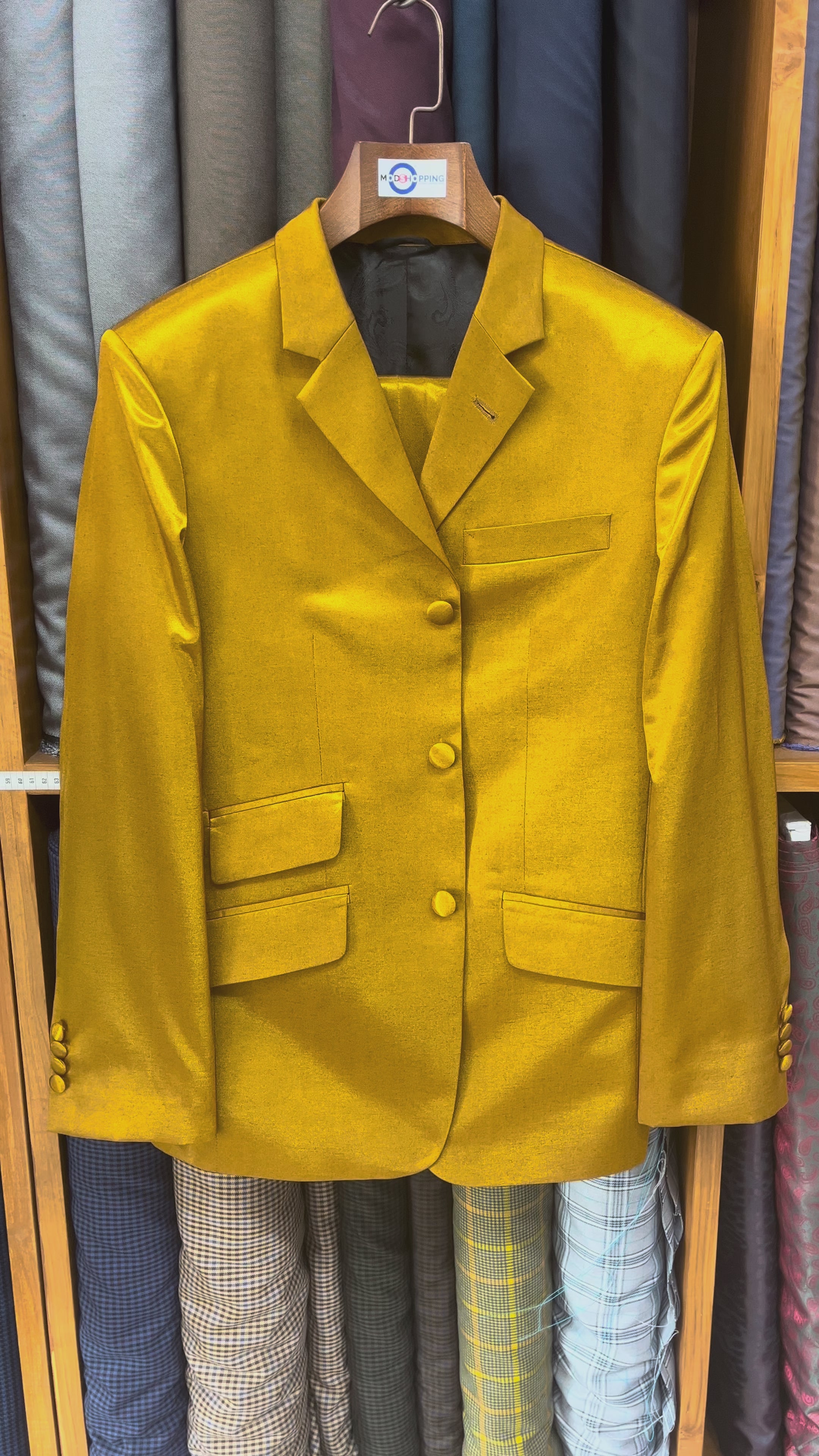 Load video: Burnt Gold and Black Tonic Suit