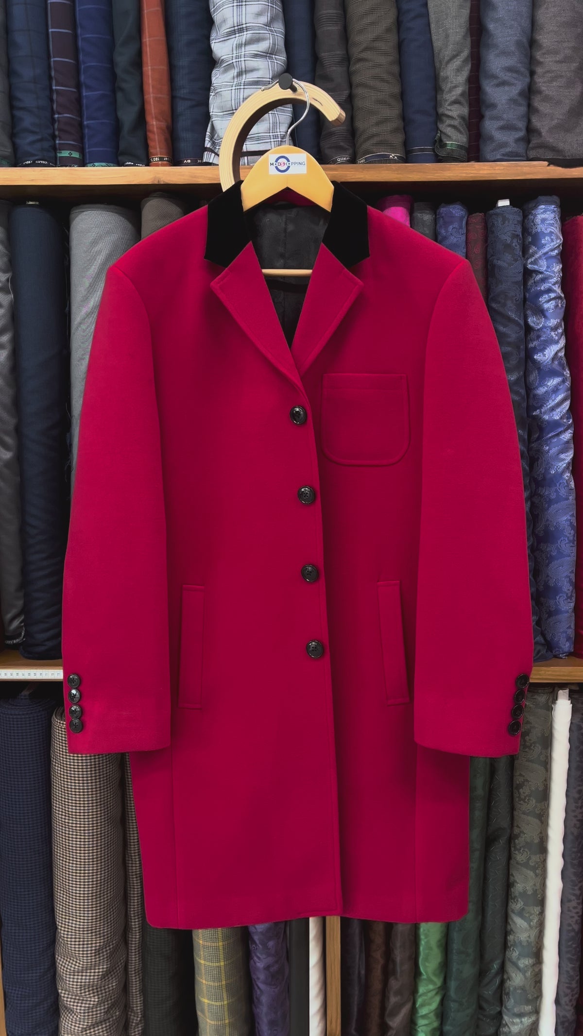 Load video: Bespoke 100% Wool Plain Color Winter Coat