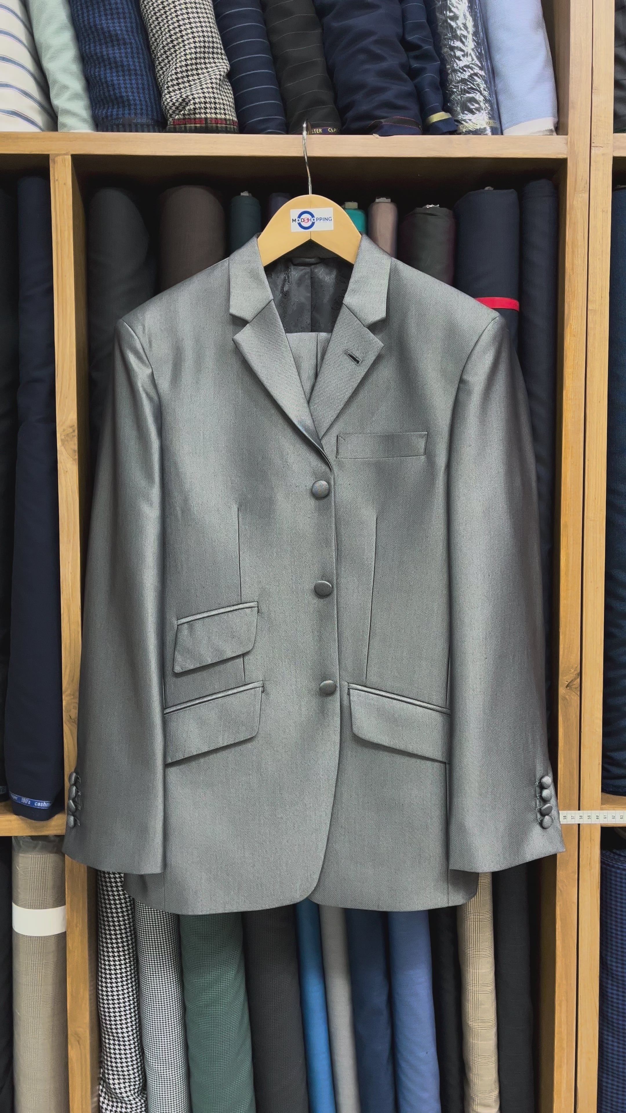Load video: 60s Vintage Style Silver Tonic Suit