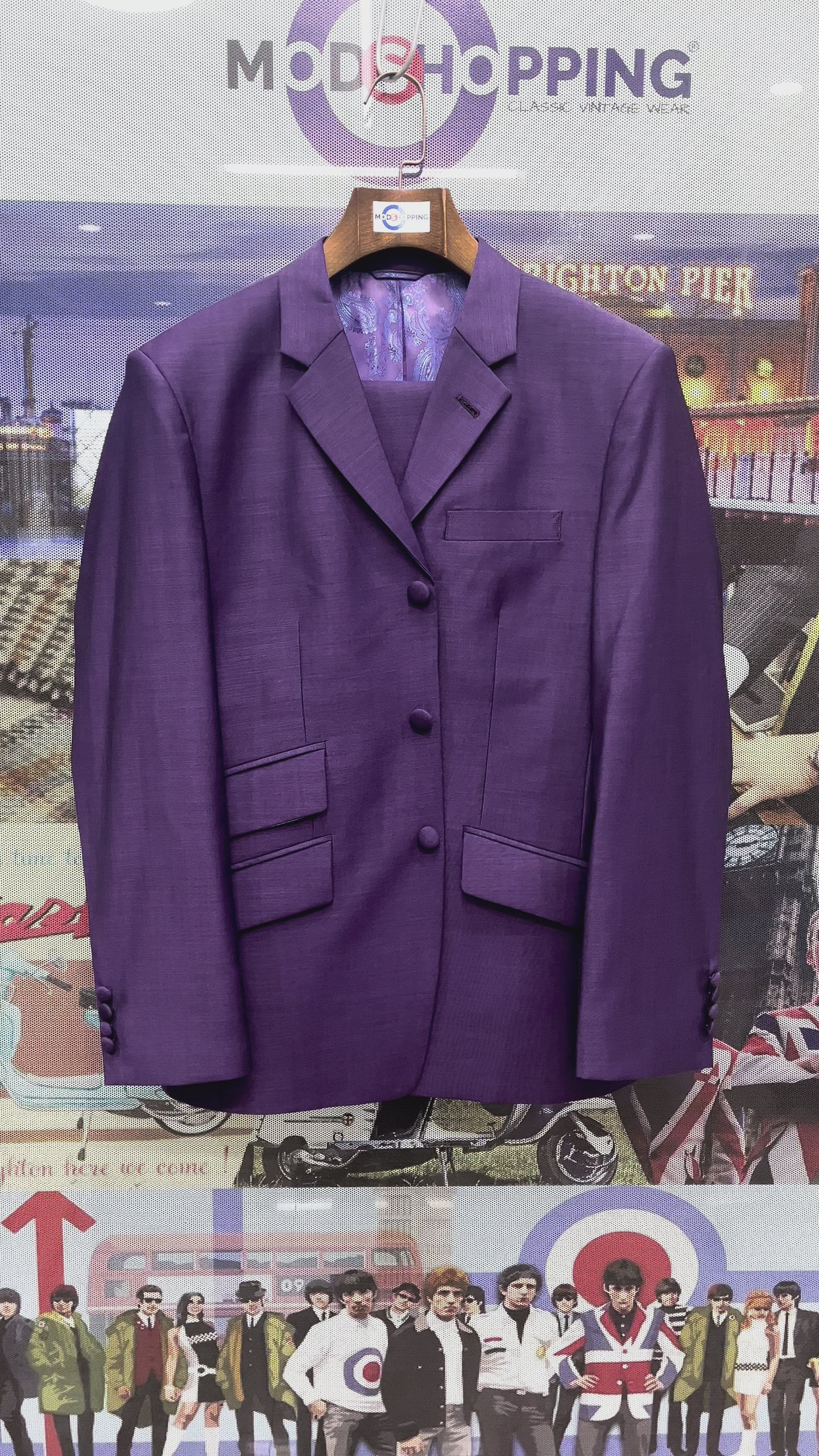 Load video: Violet and Black Two Tone Suit