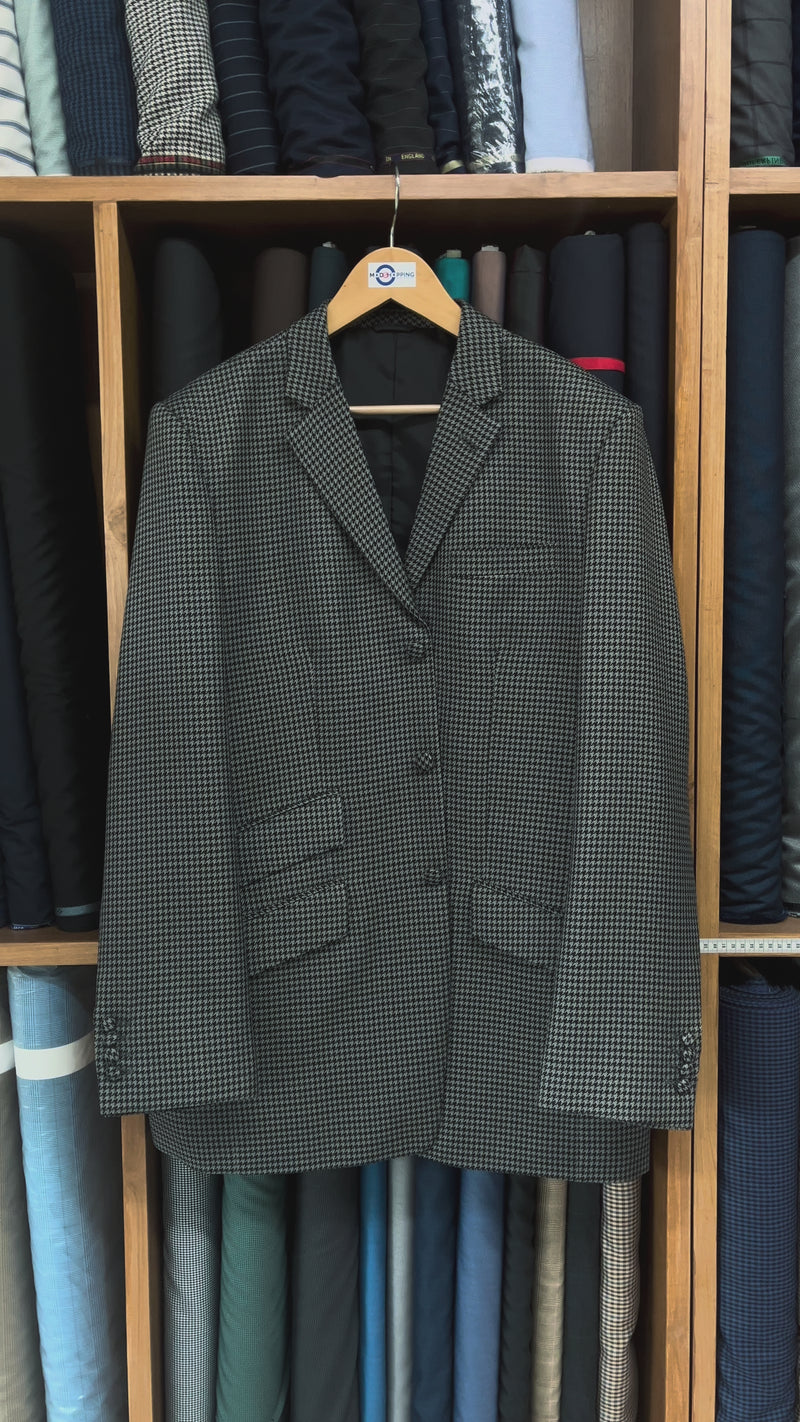 Grey, Blue and Black Houndstooth Blazer