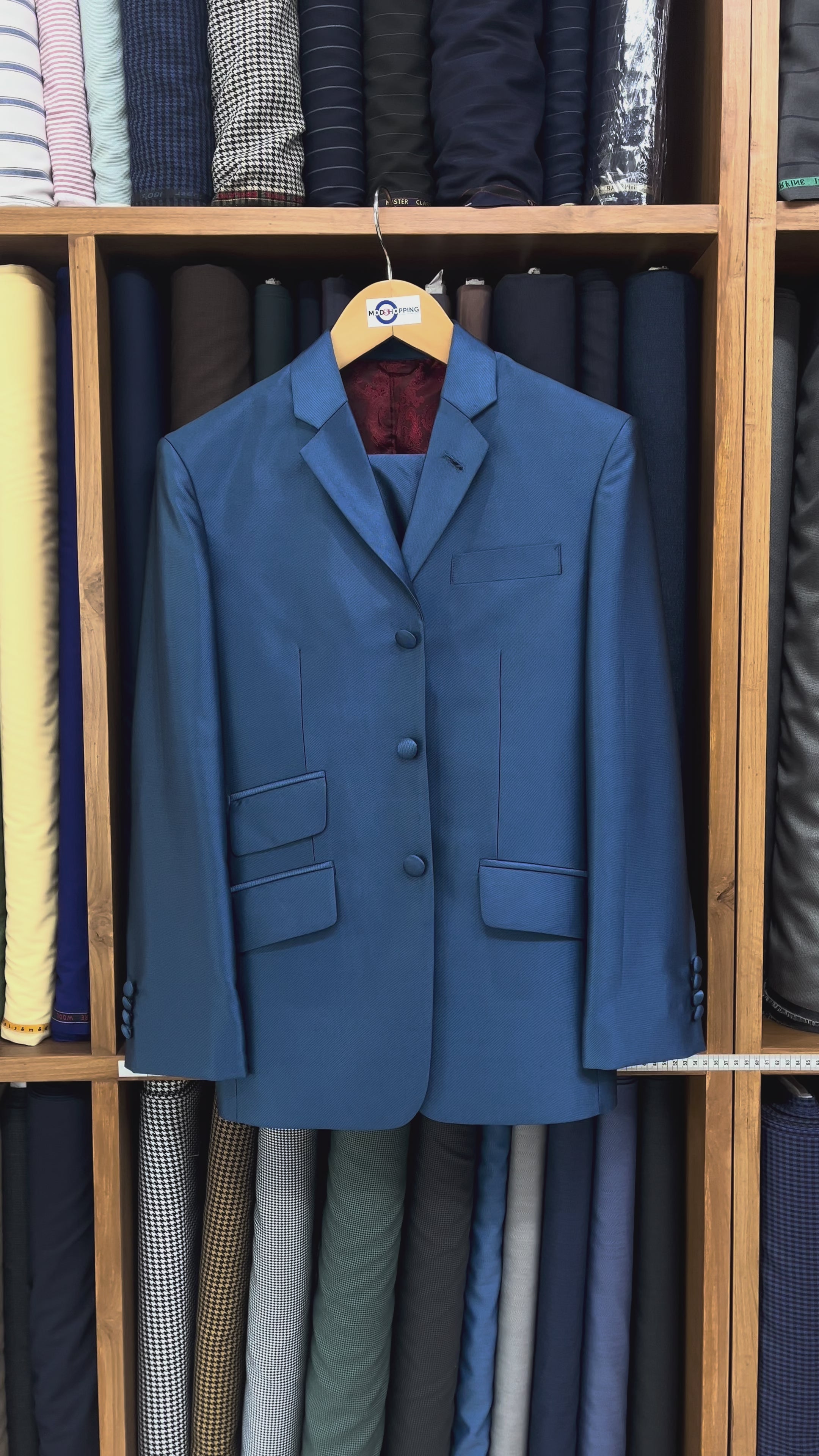 Load video: Tonic Suit | 60s Style Blue Tonic Suit