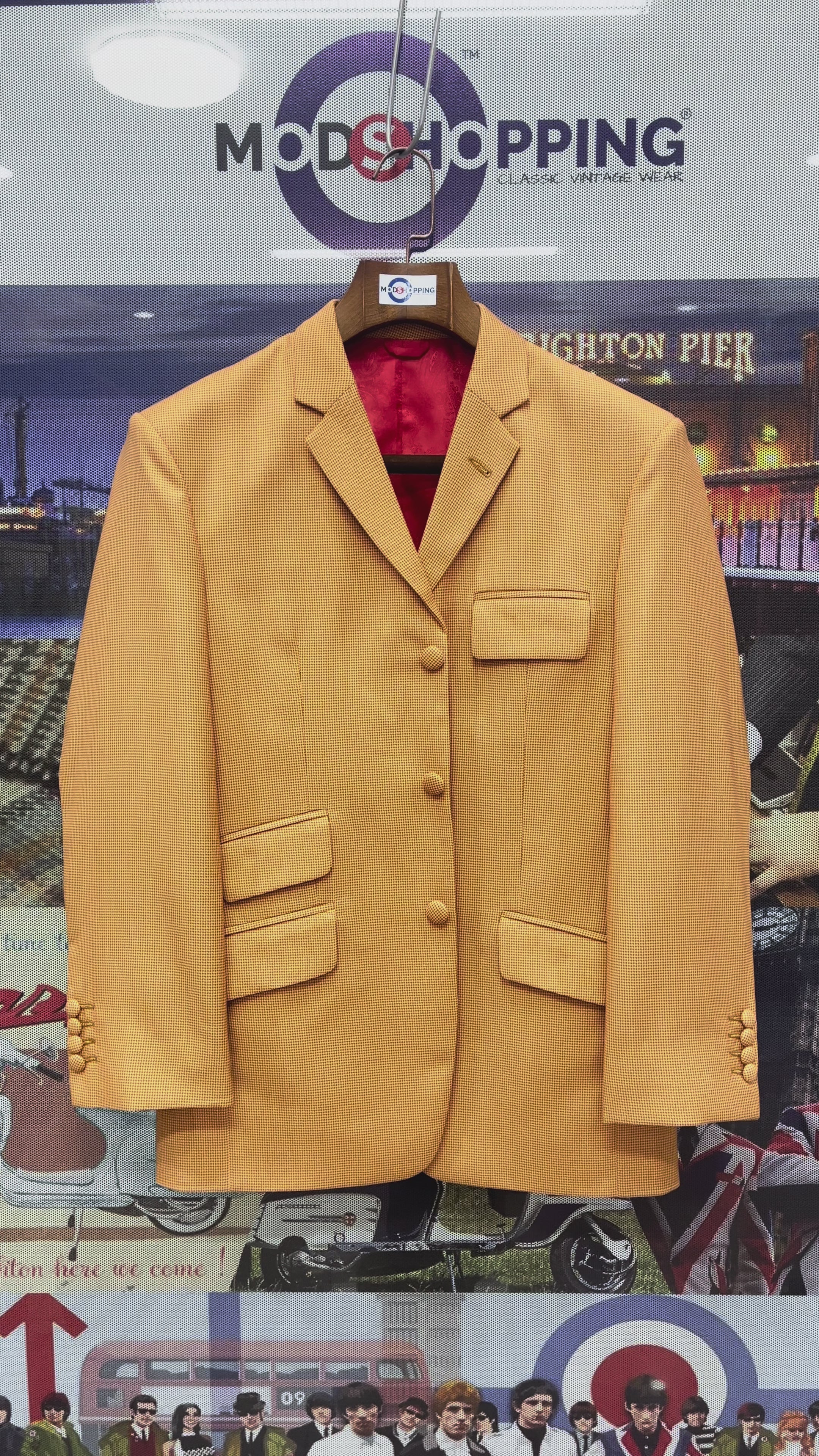 Load video: Tailored Orange Small Houndstooth Suit