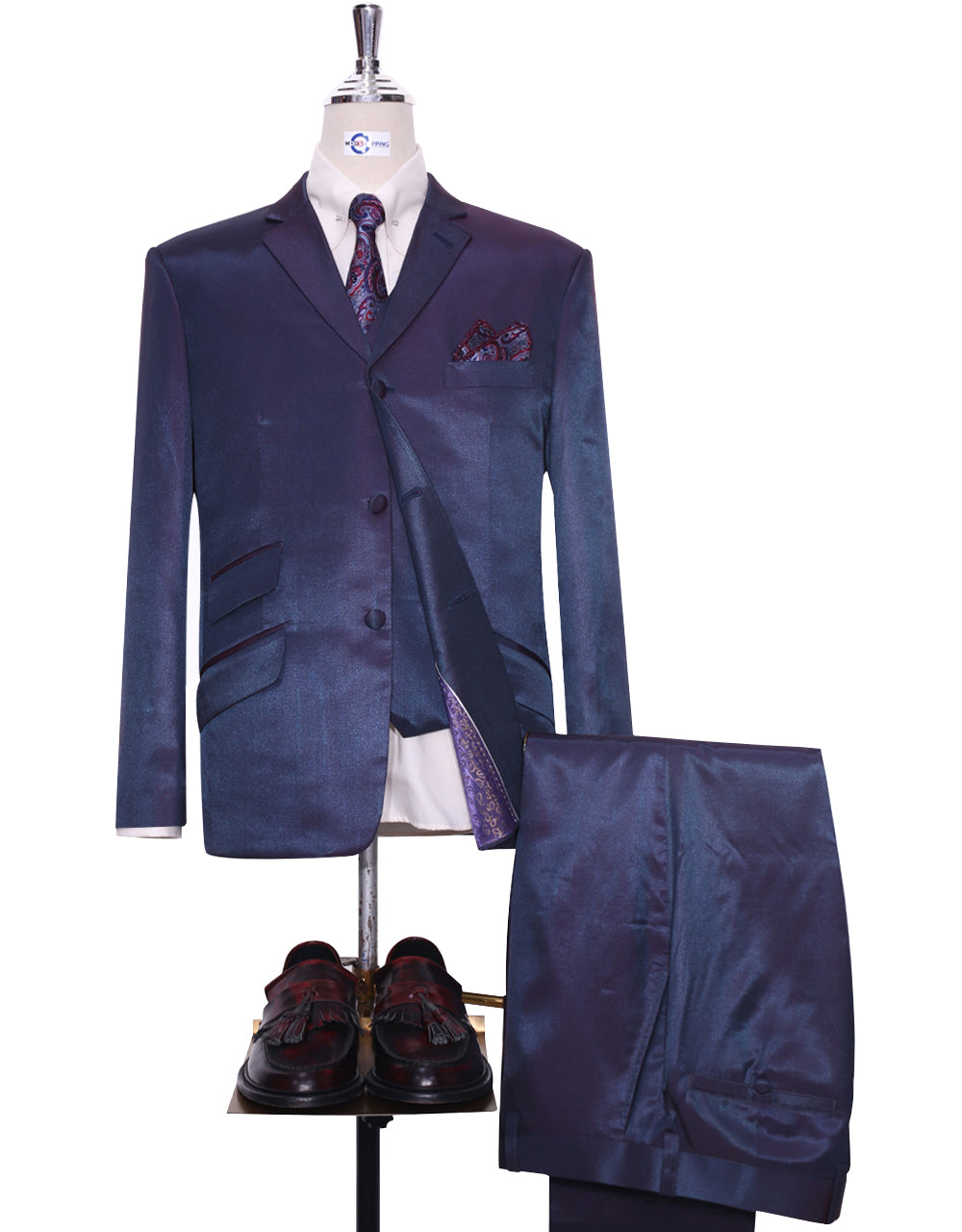 Red & Blue Two-Tone 3 Piece Suit