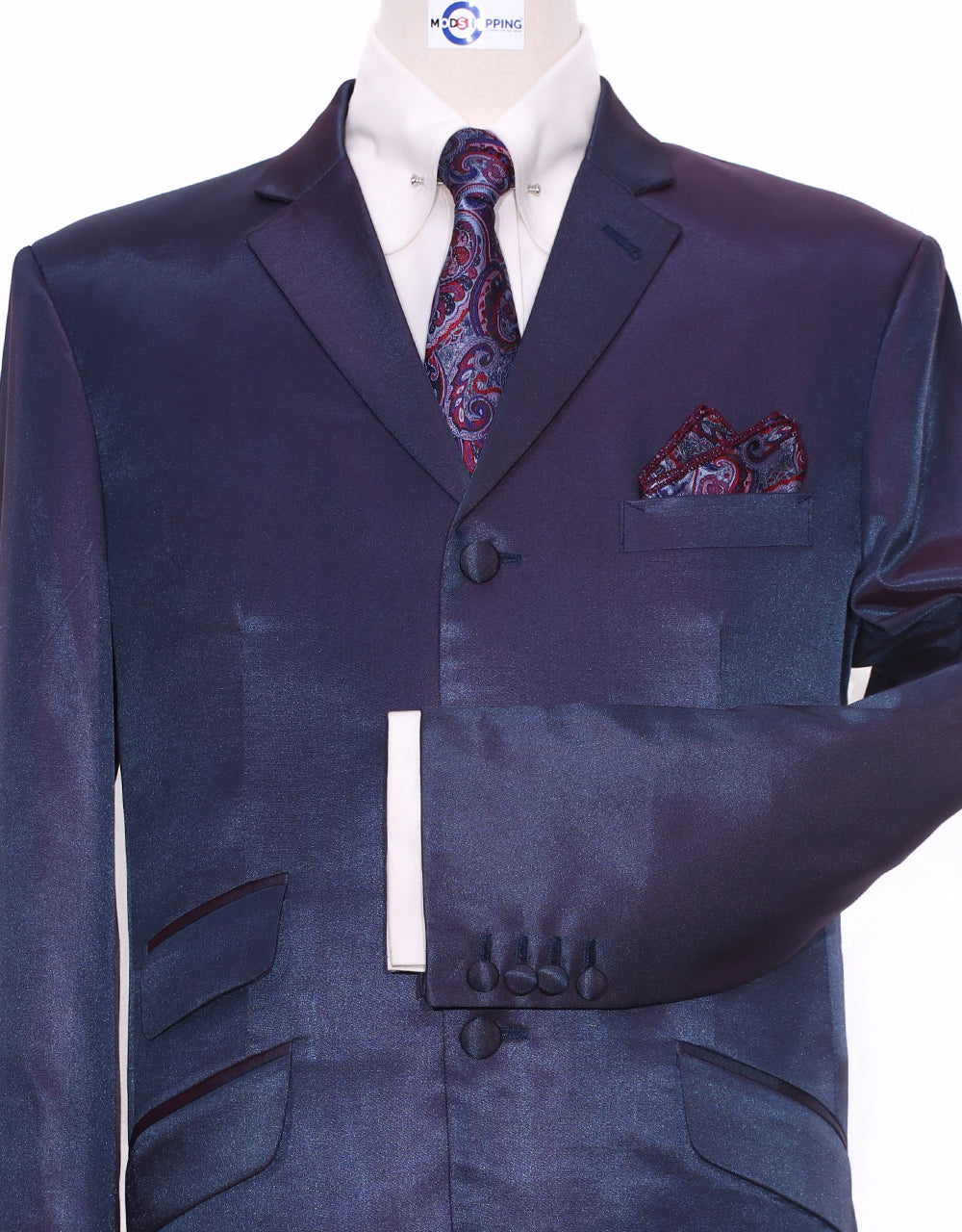 Red & Blue Two-Tone 3 Piece Suit