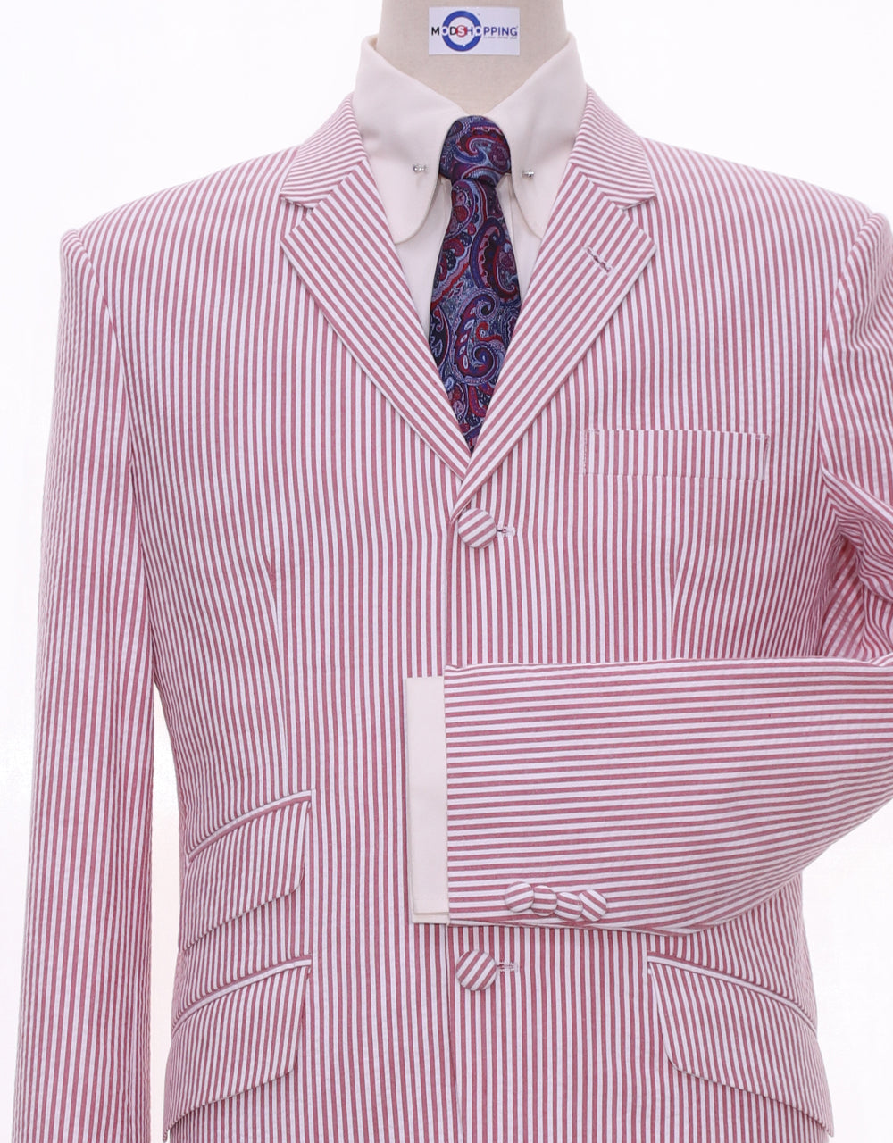 Red Berry Seersucker Suit