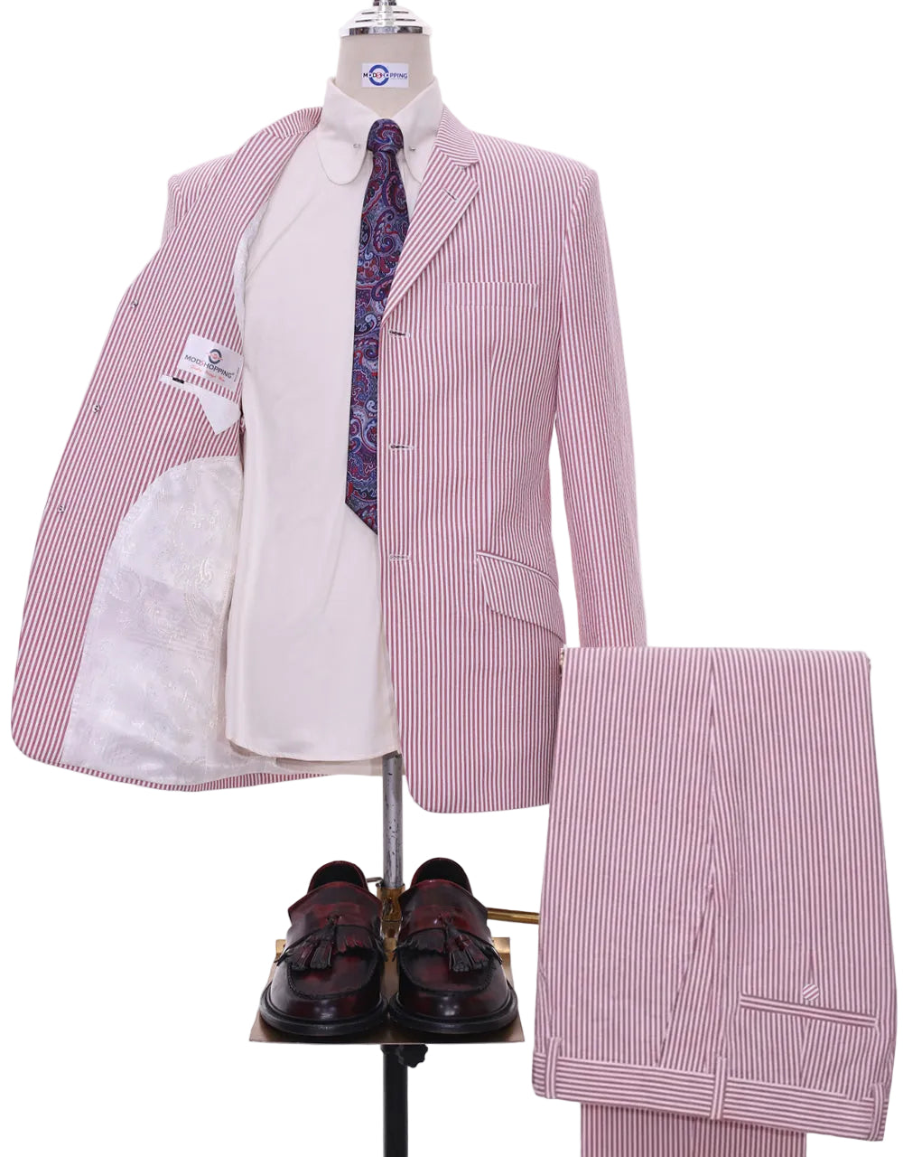 Red Berry Seersucker Suit