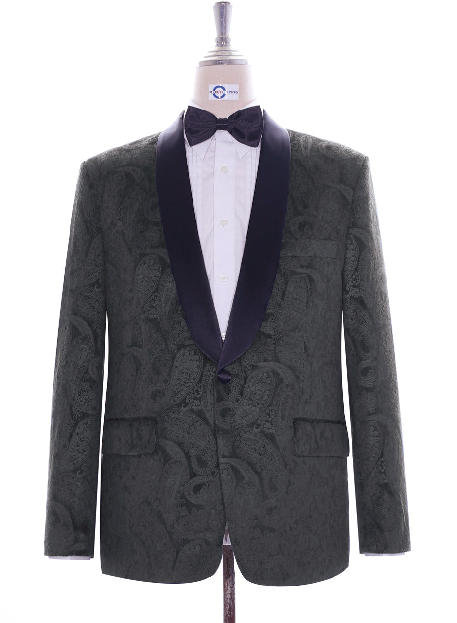 Tuxedo Jacket - Grey Paisley Tuxedo Jacket