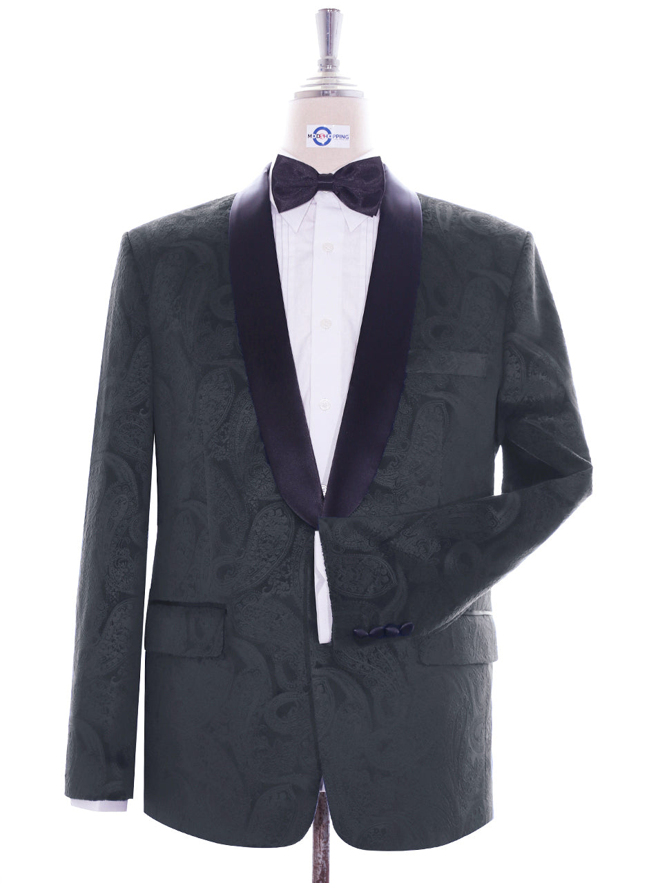 Tuxedo Jacket - Grey Paisley Tuxedo Jacket
