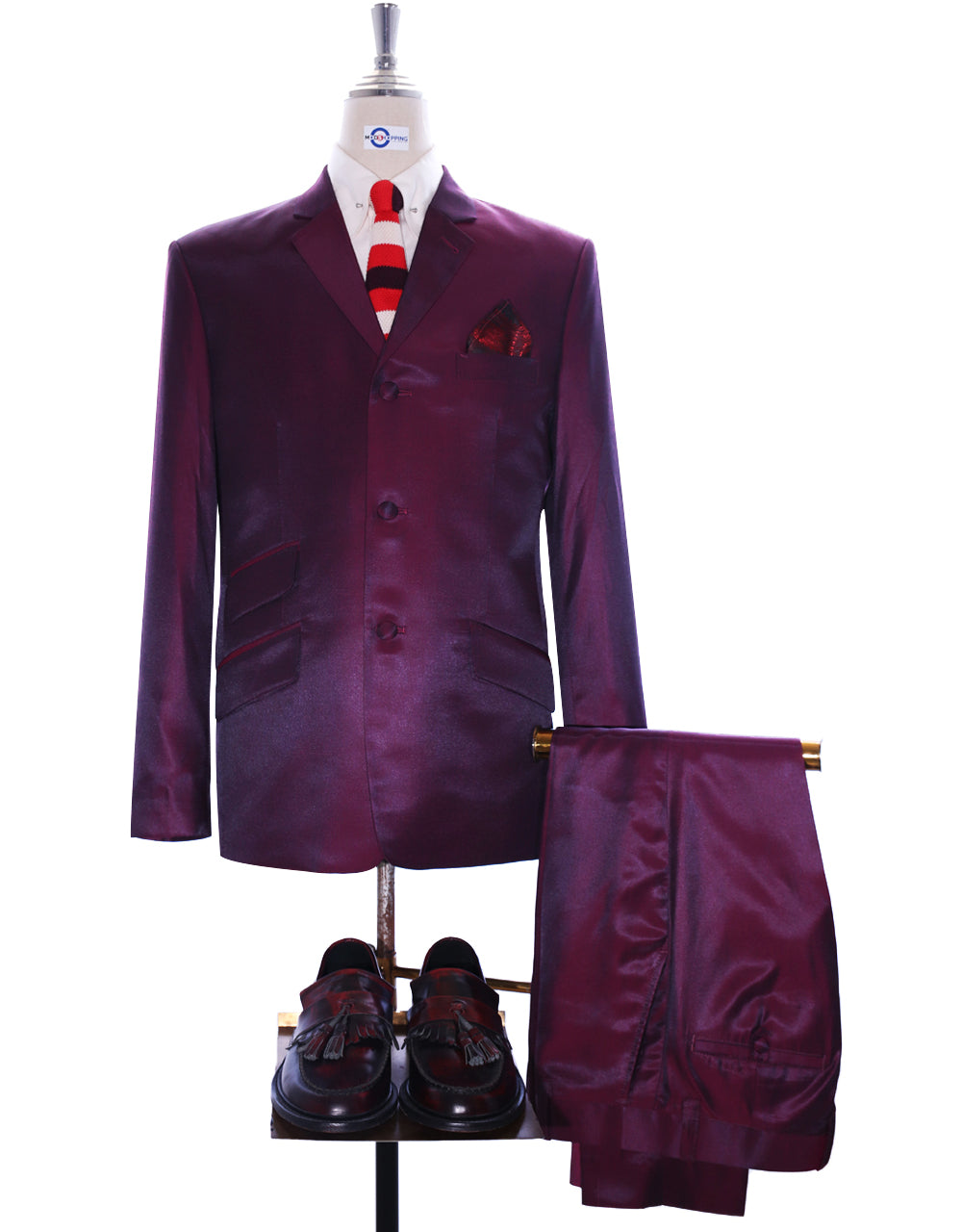 Men’s Mod Fashion Tonic Suit – Burgundy Wine Tailored Fit