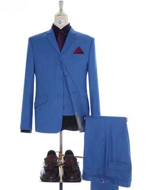 3 Piece Suit | Blue Prince Of Wales Check Suit Modshopping Clothing