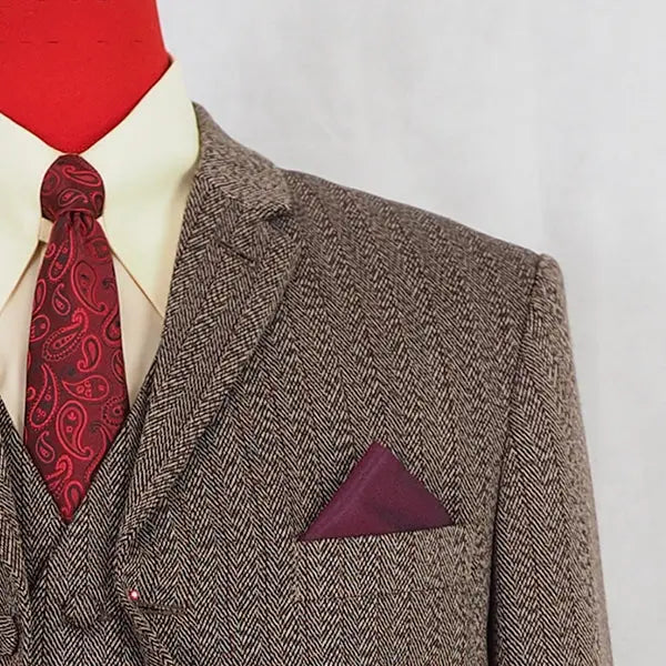 3 Piece Suit | Brown Herringbone Tweed Suit Modshopping Clothing
