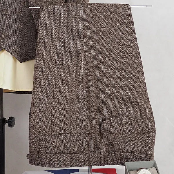 3 Piece Suit | Brown Herringbone Tweed Suit Modshopping Clothing