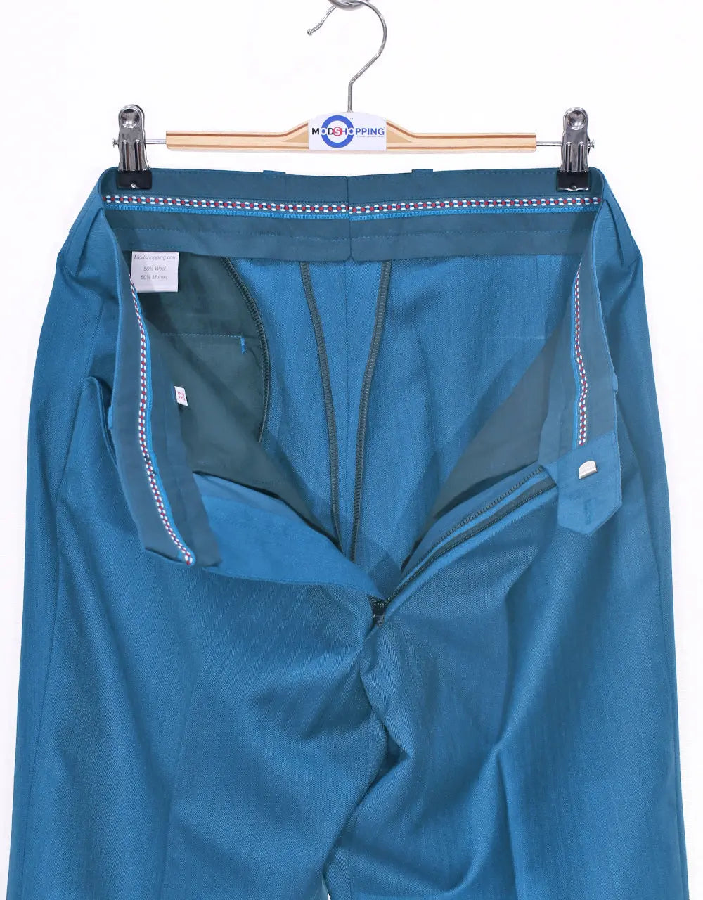 3 Piece Suit | Deep Sky Blue Herringbone Suit Modshopping Clothing