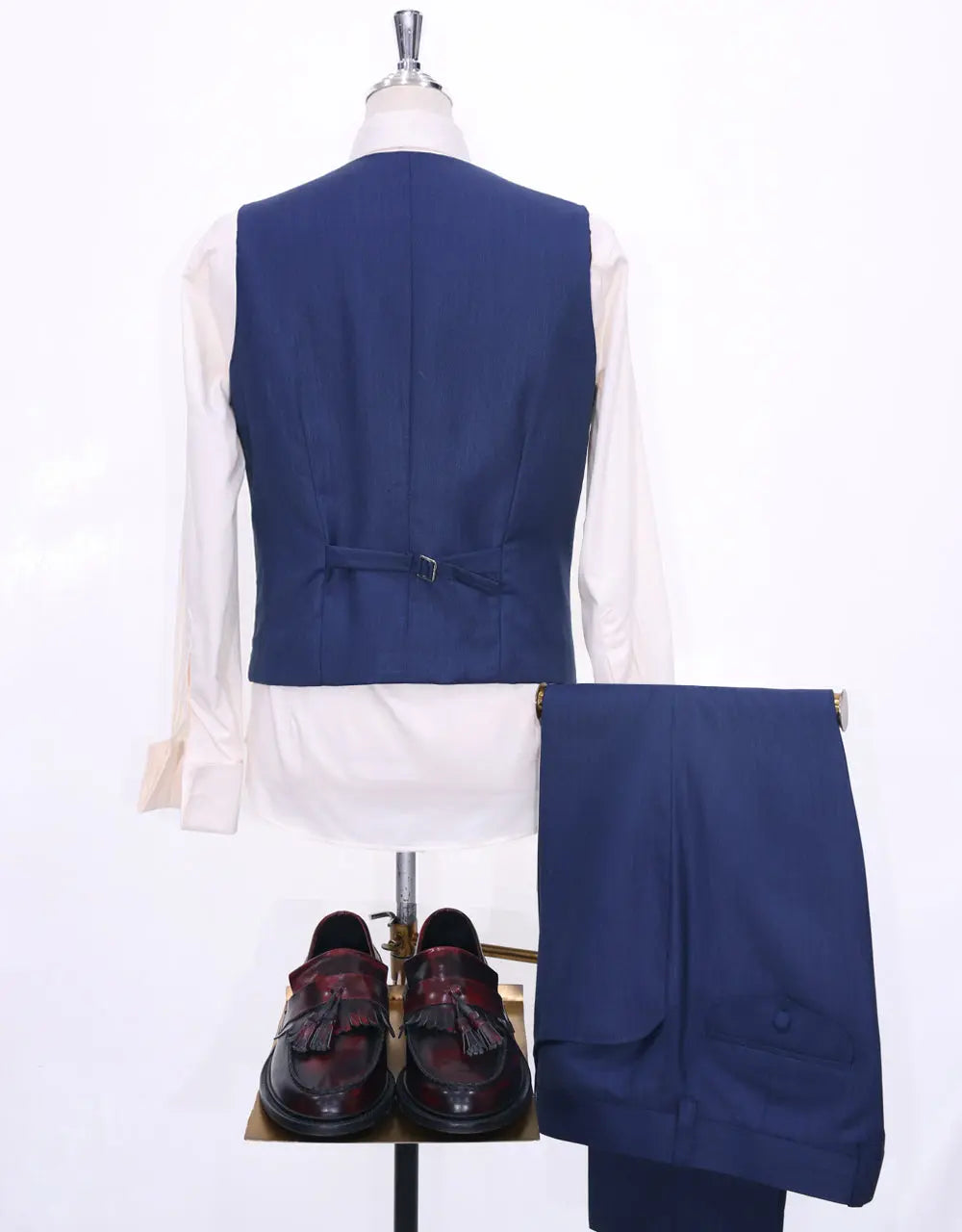 3 Piece Suit - Midnight Blue Herringbone Suit Modshopping Clothing