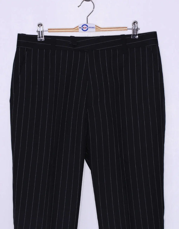 4 Button Suit - Black and White Pinstripe Suit Modshopping Clothing