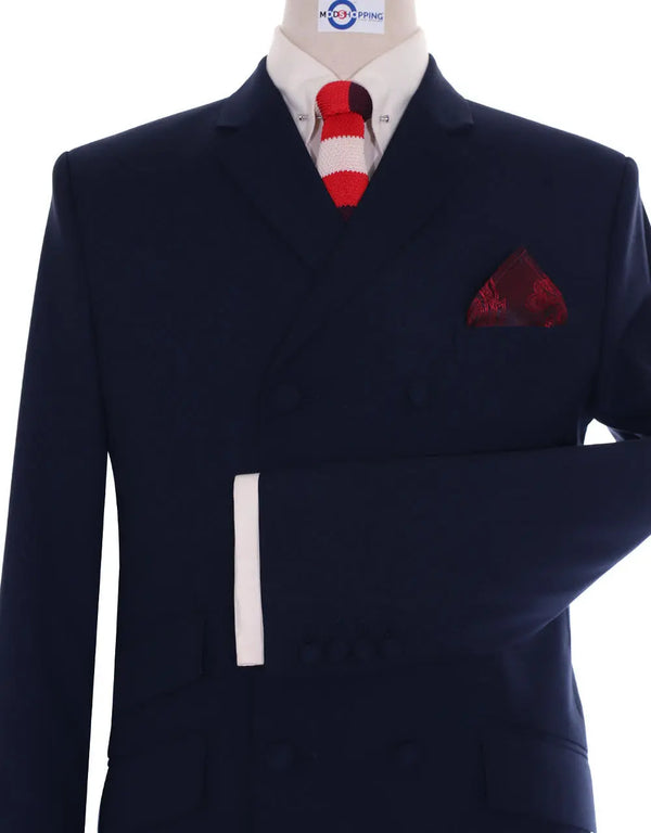 60s Mod Style Dark Navy Blue Double Breasted Suit Modshopping Clothing